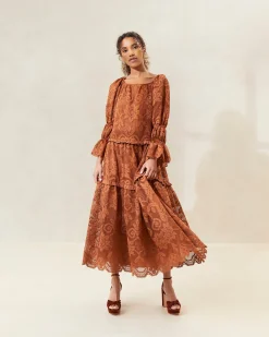 Antoinette Sage Tiered Lace Dress