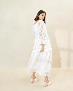 Antoinette Sage Tiered Lace Dress