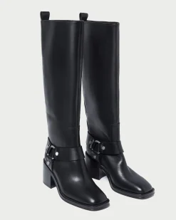 Audrey Black Tall Engineer Boot