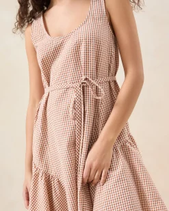 Avi Brown Gingham Swing Dress