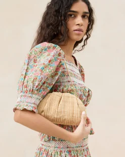 Bailey White Pleated Dome Clutch