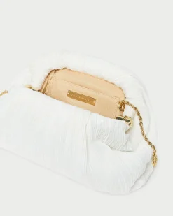 Bailey White Pleated Dome Clutch