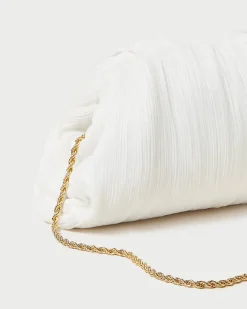 Bailey White Pleated Dome Clutch