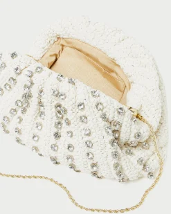 Bailey White Pleated Dome Clutch