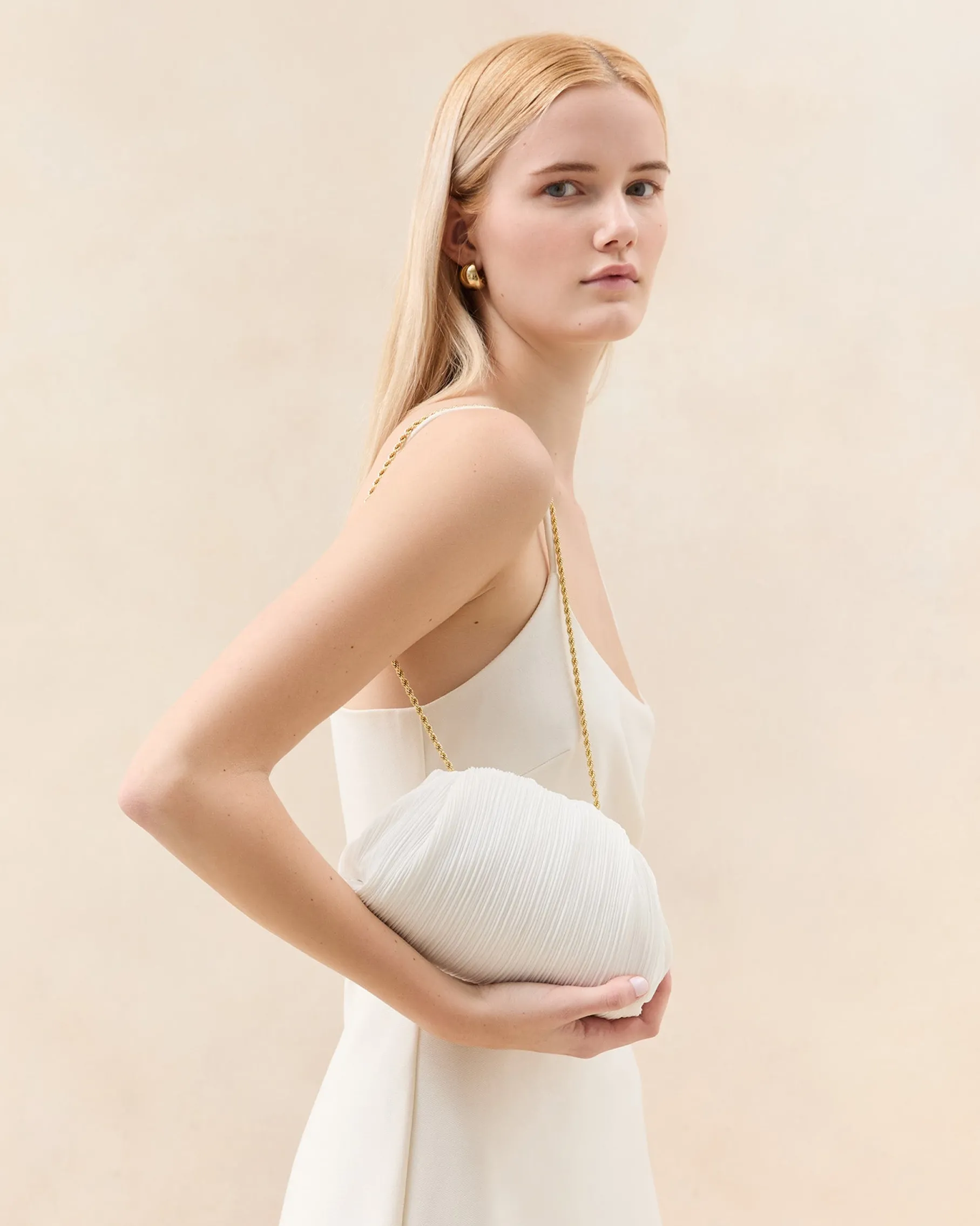 Bailey White/Crystal Dome Clutch