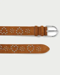 Beckett Cacao Suede Studded Belt