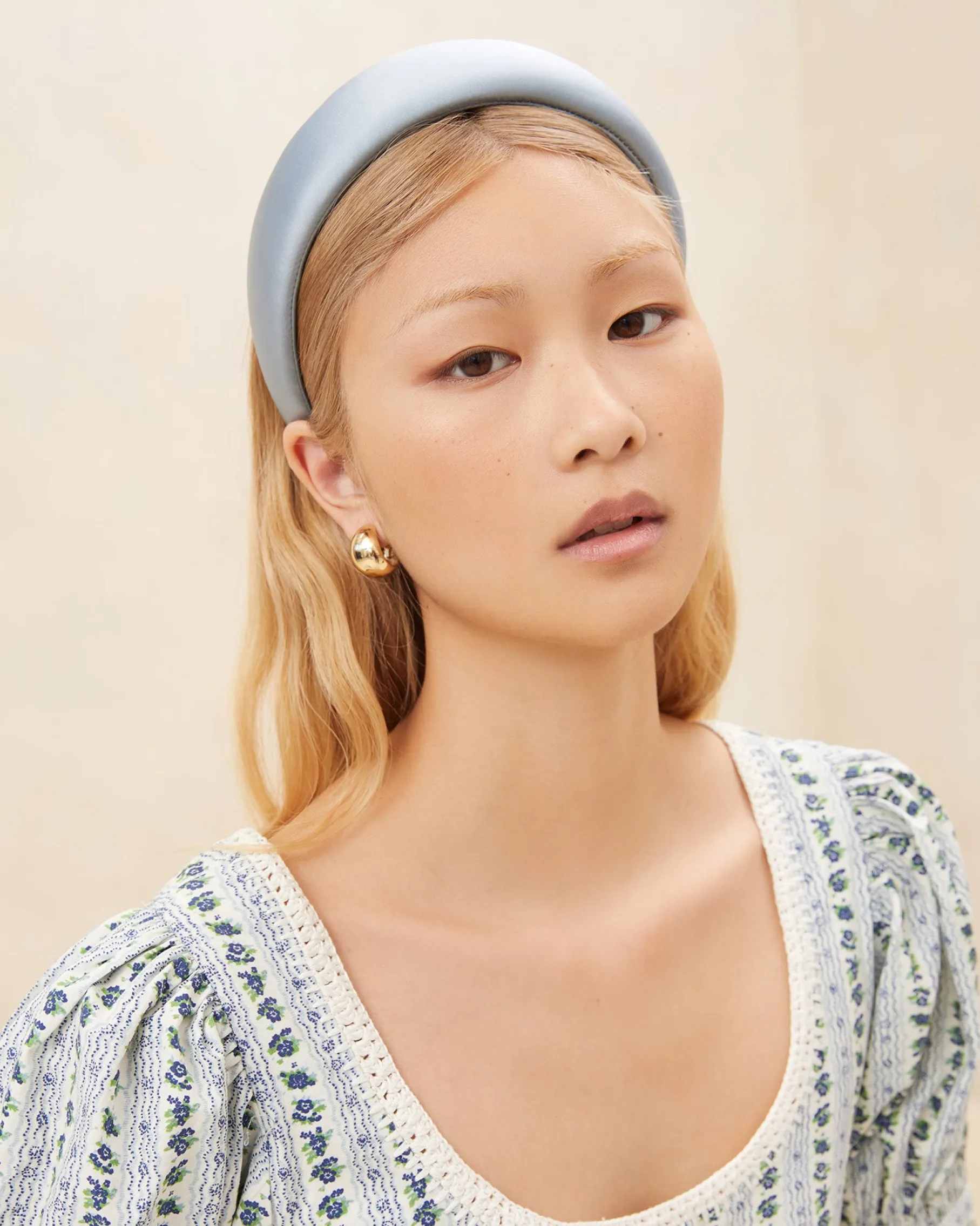 Bellamy Blue Satin Puffy Headband