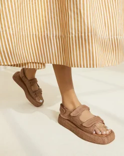Blaise Brown Raffia Platform Sandal