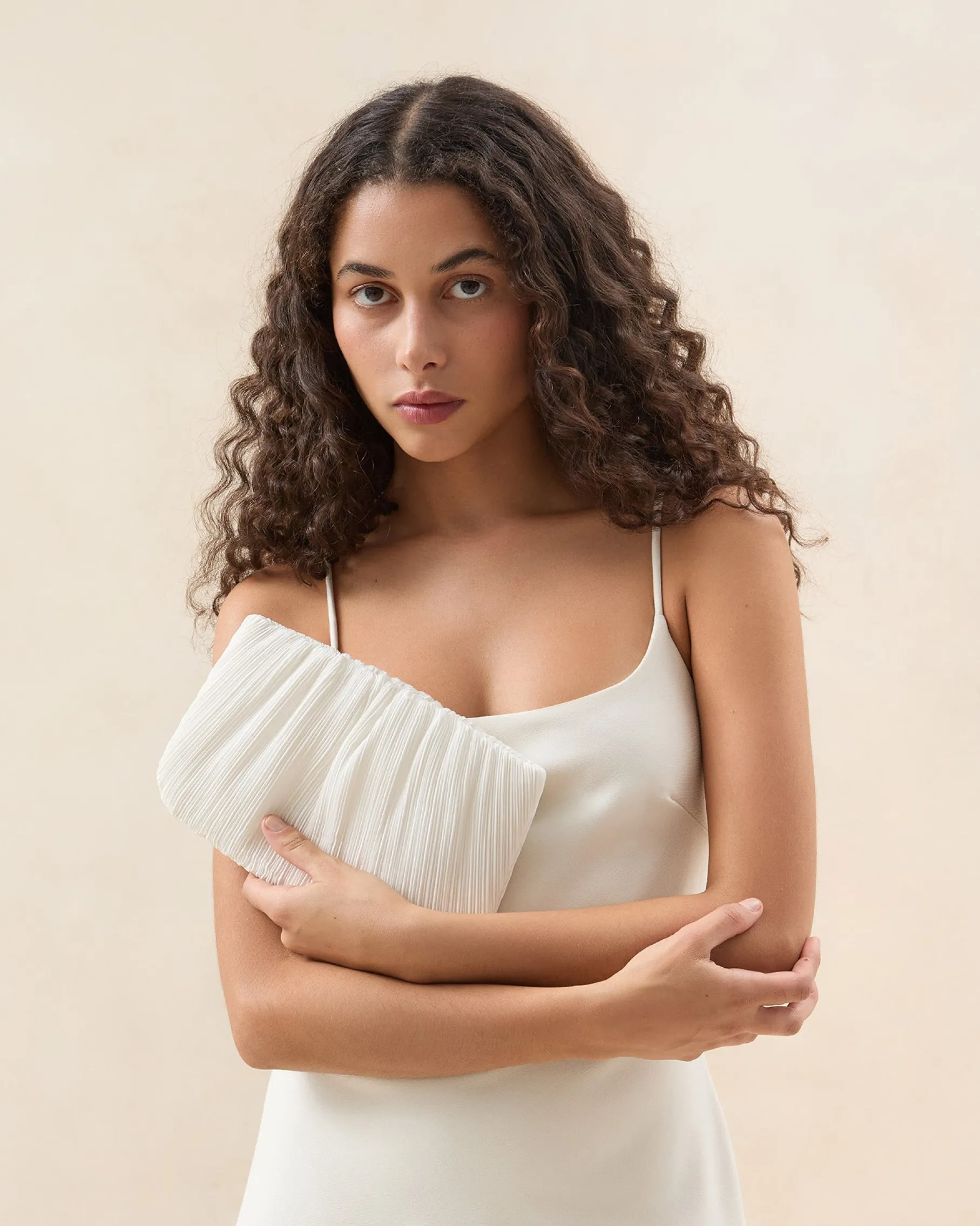 Brit Pearl Flat Pleated Clutch