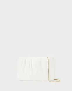 Brit White Flat Pleated Clutch