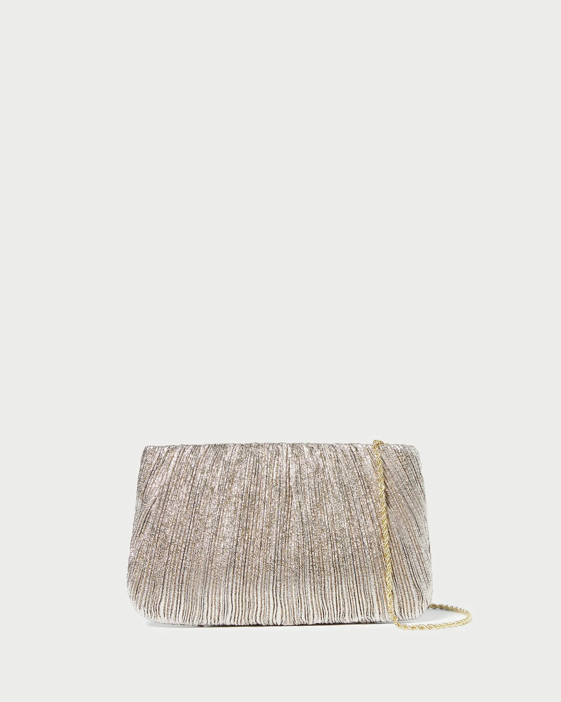 Brit White Flat Pleated Clutch