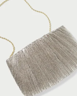 Brit White Flat Pleated Clutch