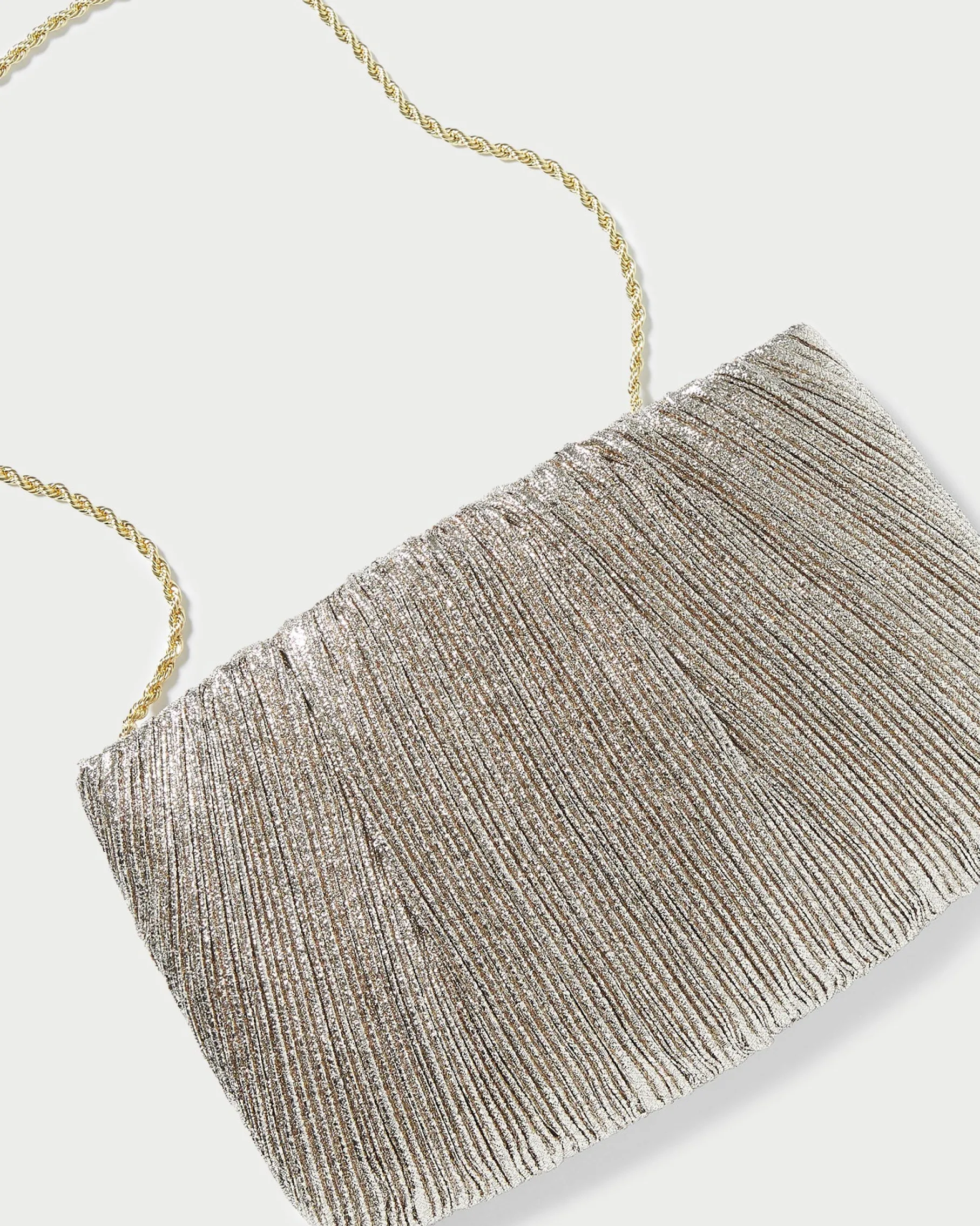 Brit White Flat Pleated Clutch