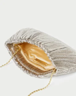 Brit White Flat Pleated Clutch