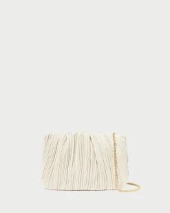 Brit White Flat Pleated Clutch