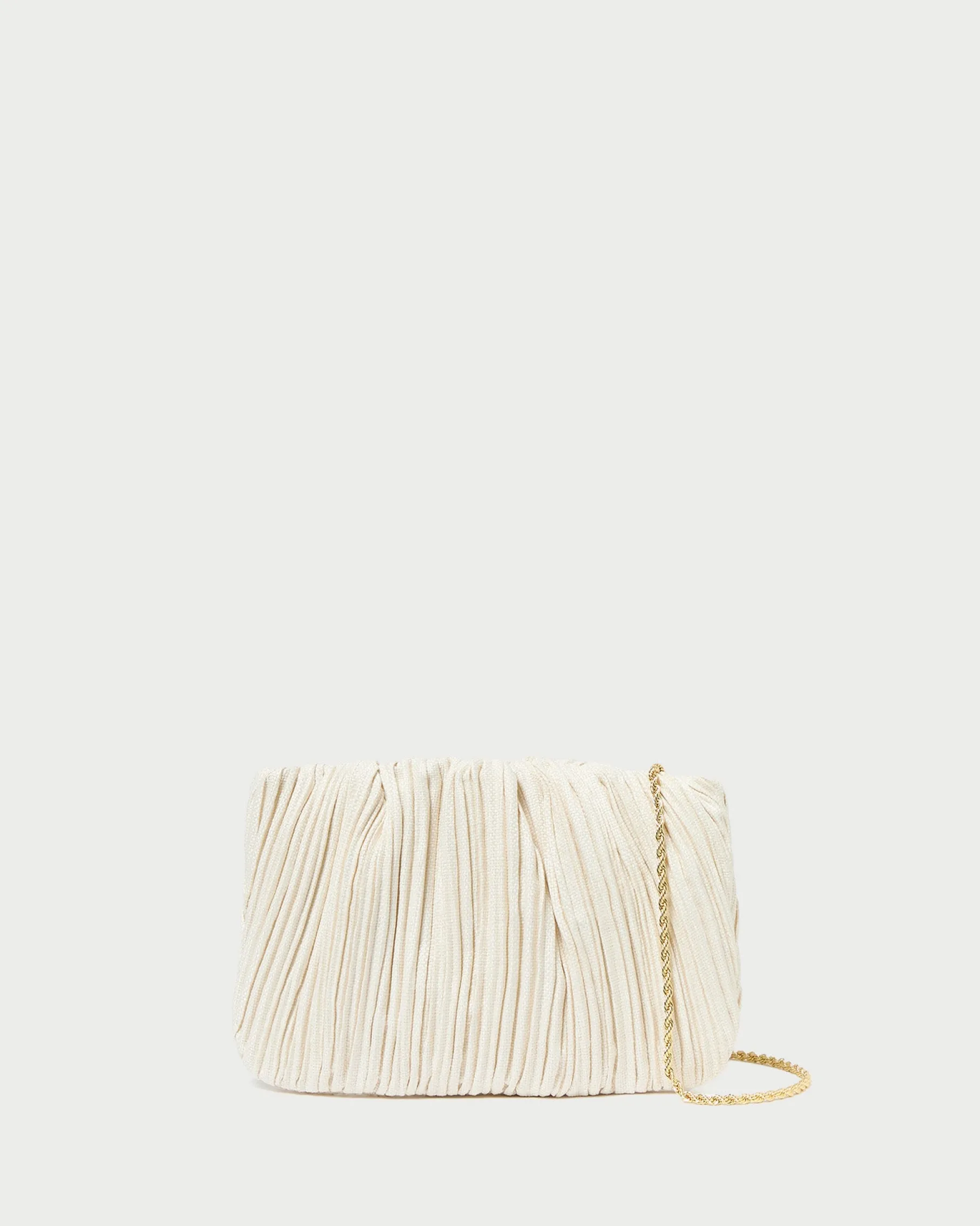 Brit White Flat Pleated Clutch