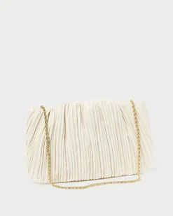 Brit White Flat Pleated Clutch