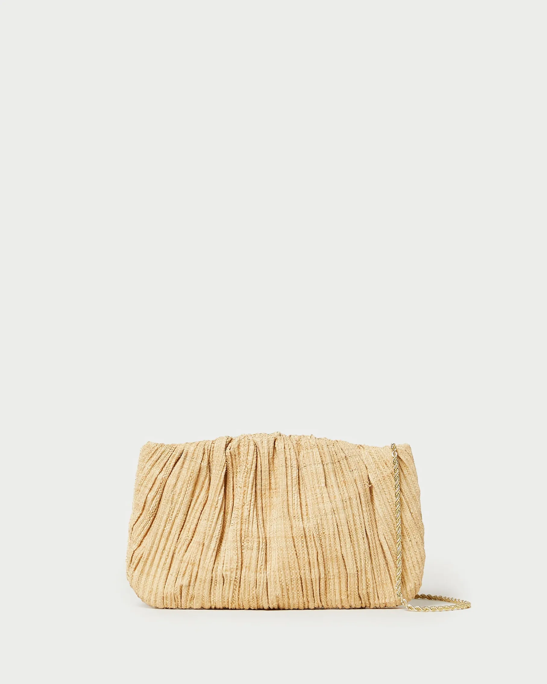 Brit White Flat Pleated Clutch