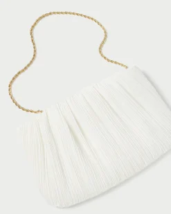 Brit White Flat Pleated Clutch