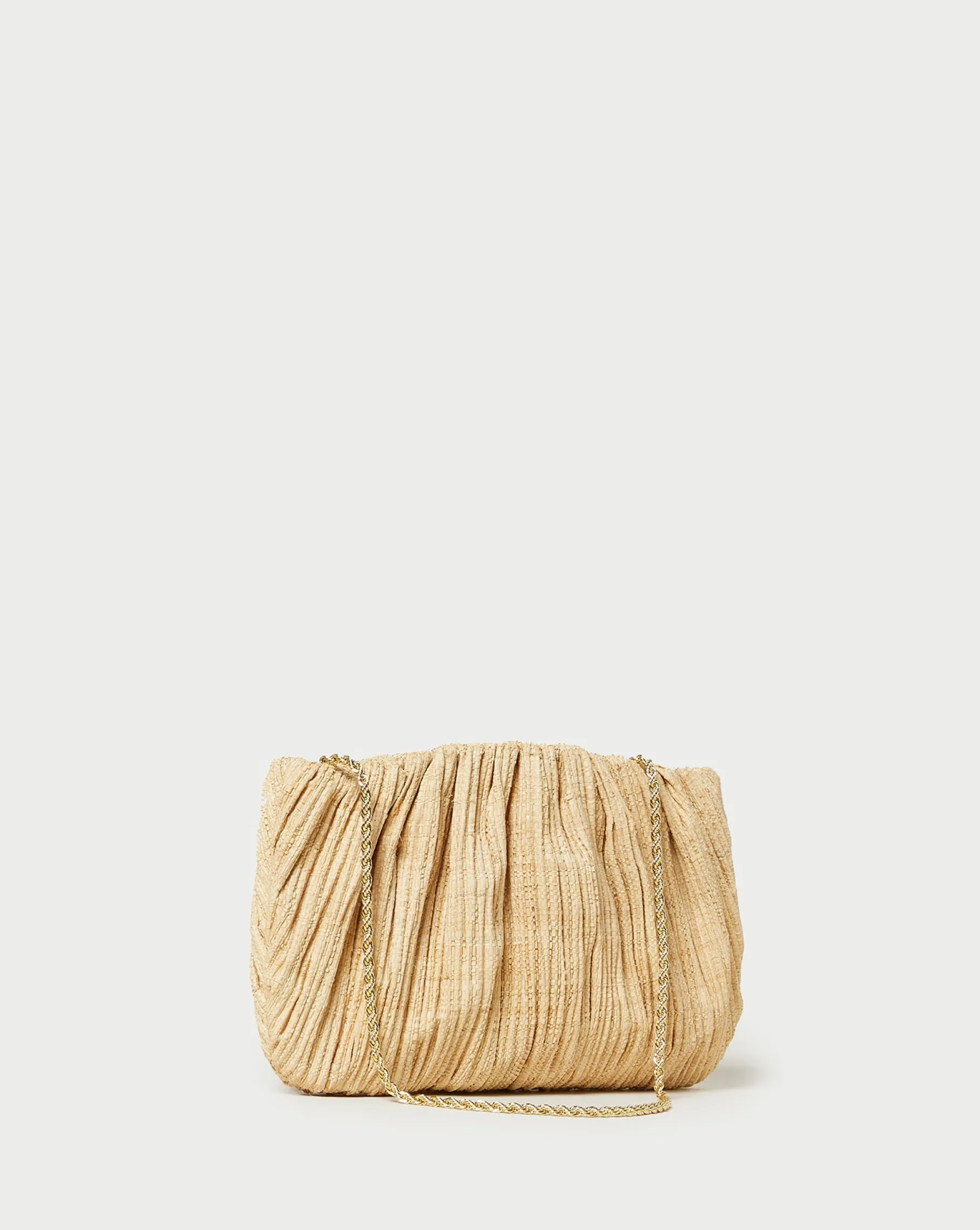 Brit White Flat Pleated Clutch
