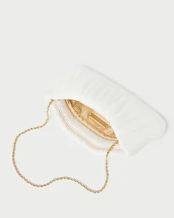 Brit White Flat Pleated Clutch
