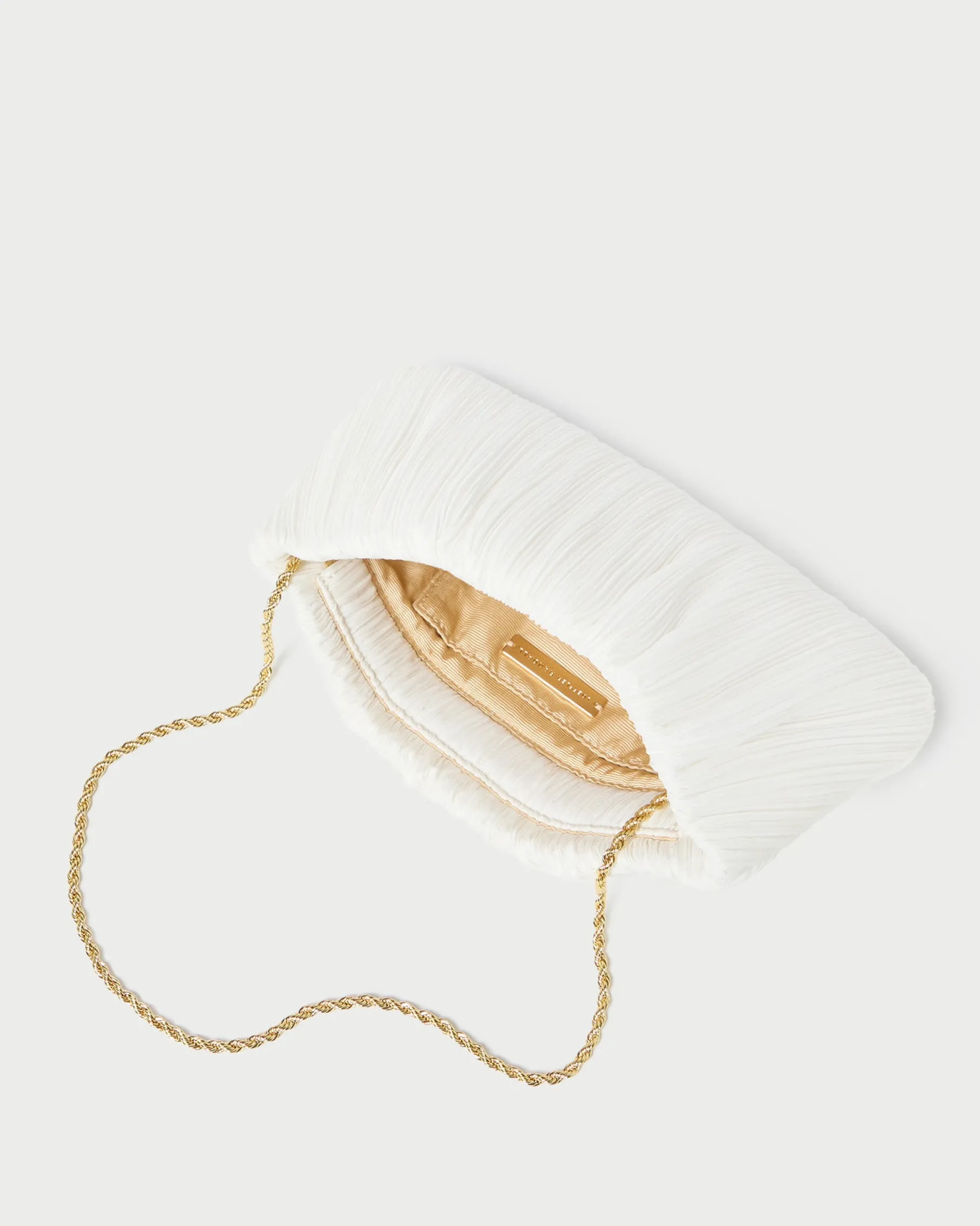Brit White Flat Pleated Clutch