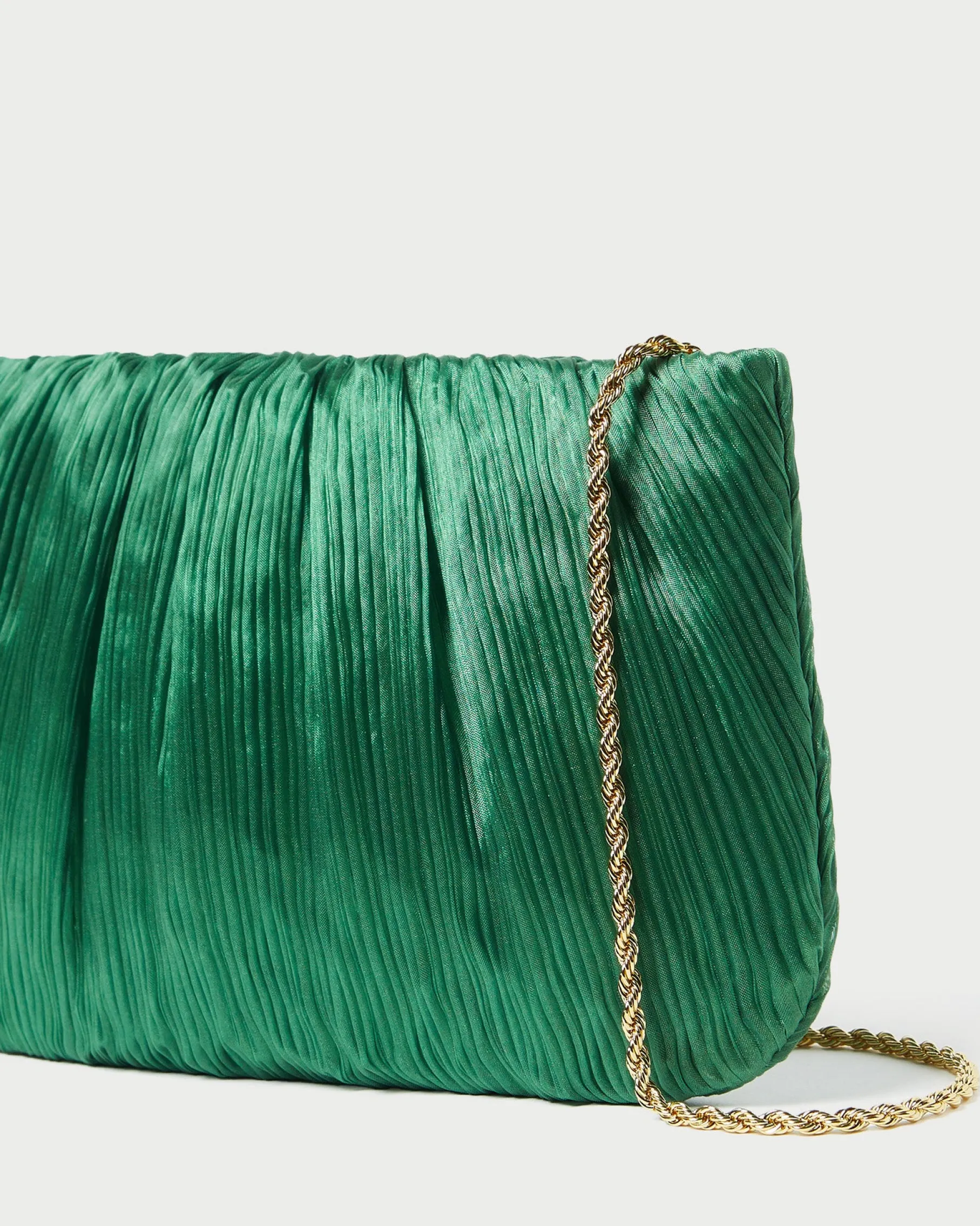 Brit White Flat Pleated Clutch