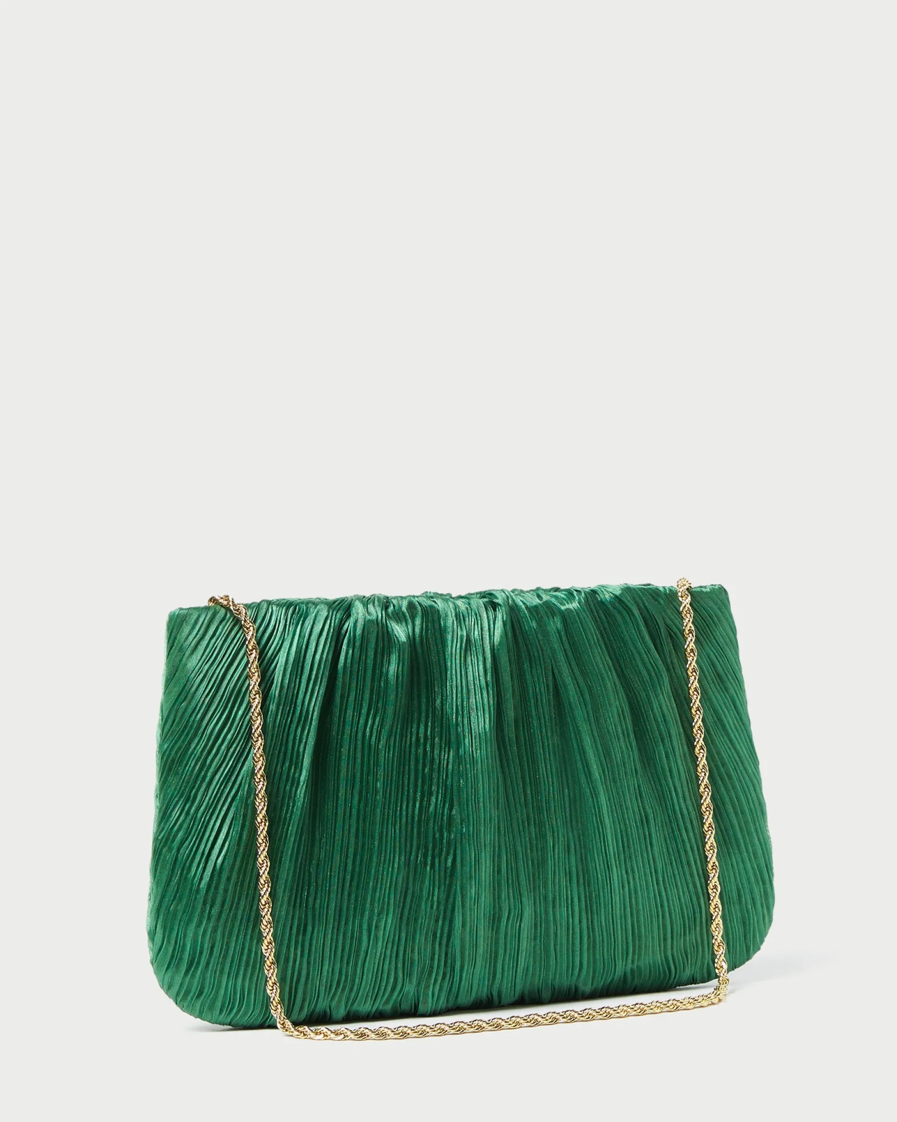 Brit White Flat Pleated Clutch