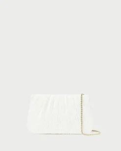 Brit White Flat Pleated Clutch