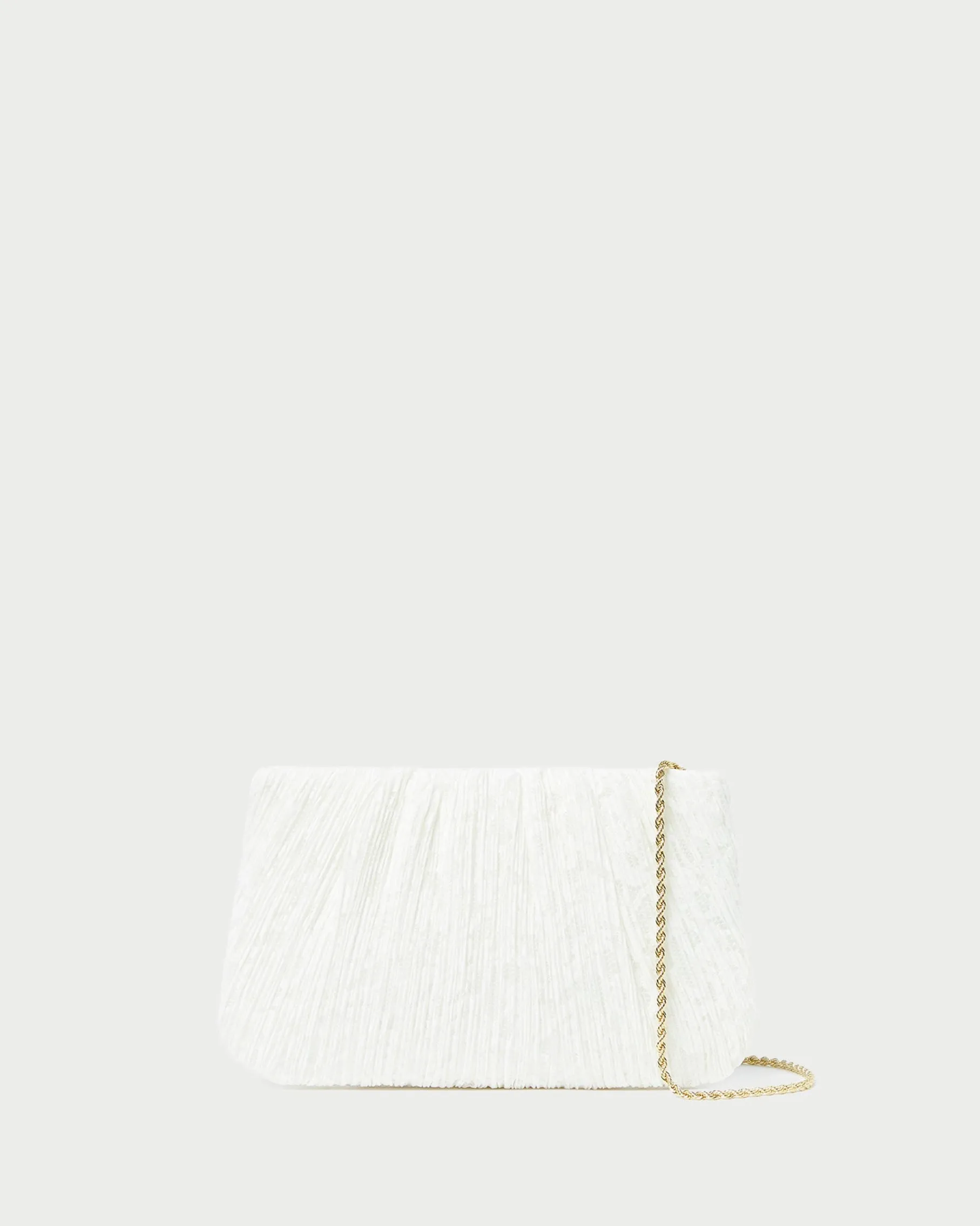 Brit White Flat Pleated Clutch