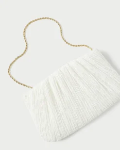 Brit White Flat Pleated Clutch
