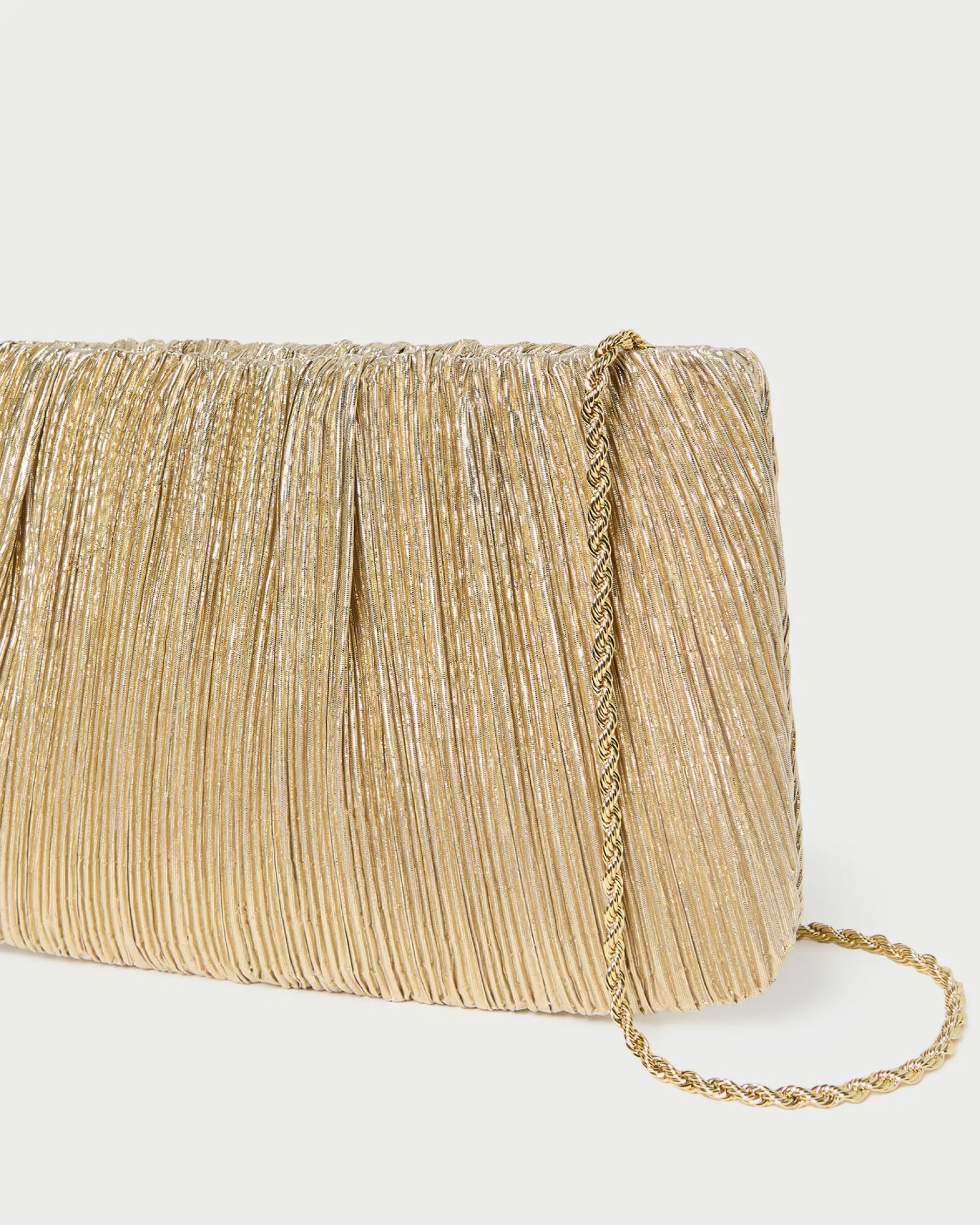 Brit White Flat Pleated Clutch