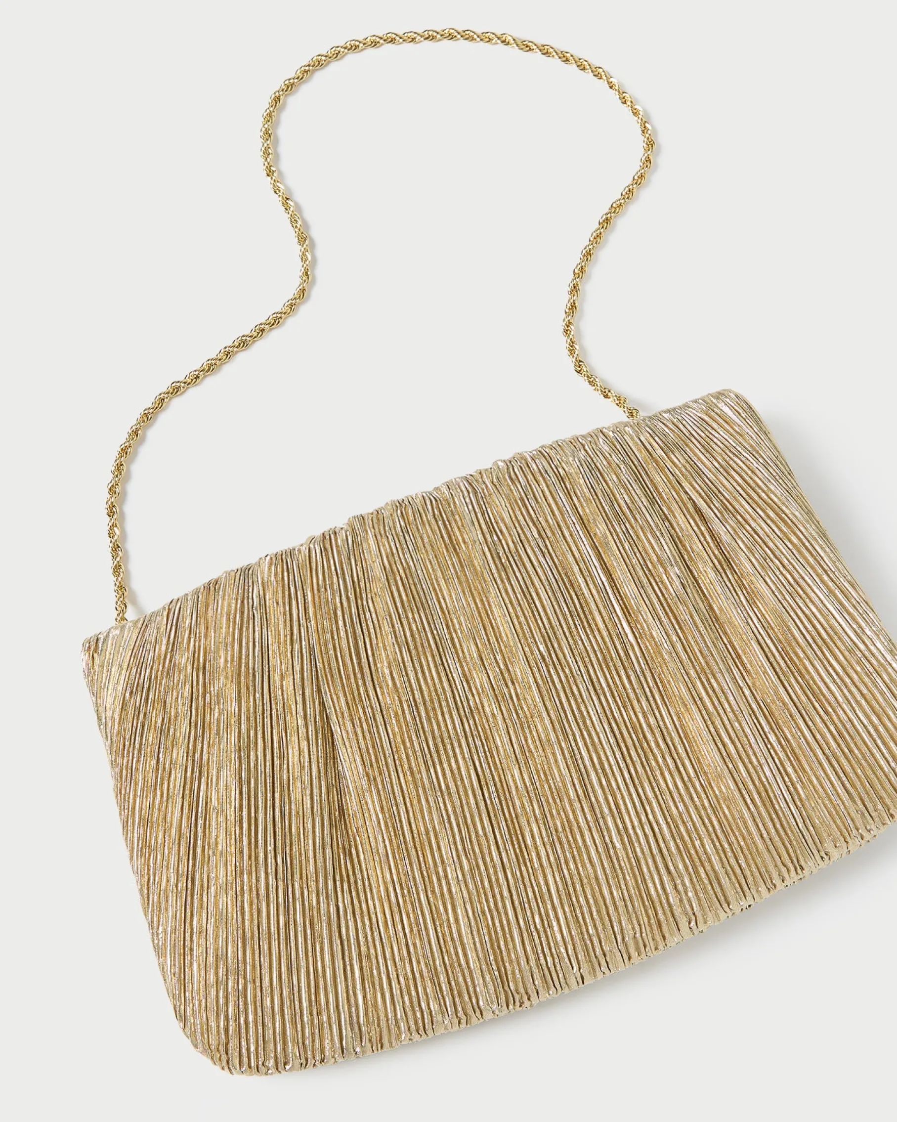 Brit White Flat Pleated Clutch
