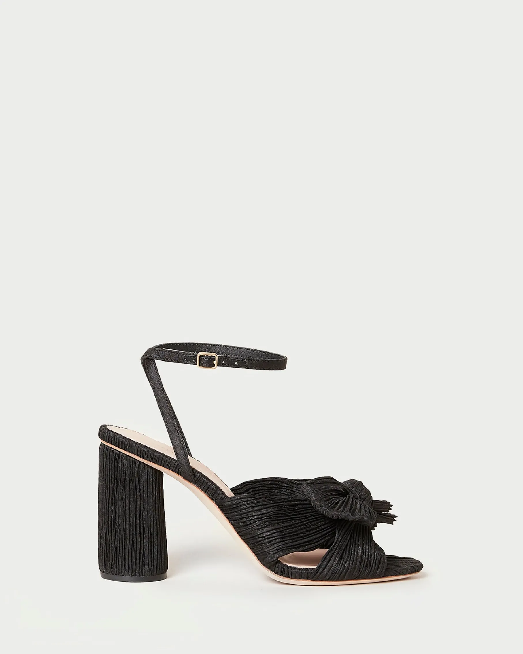 Camellia Black Pleated Bow Heel