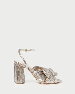 Camellia Black Pleated Bow Heel