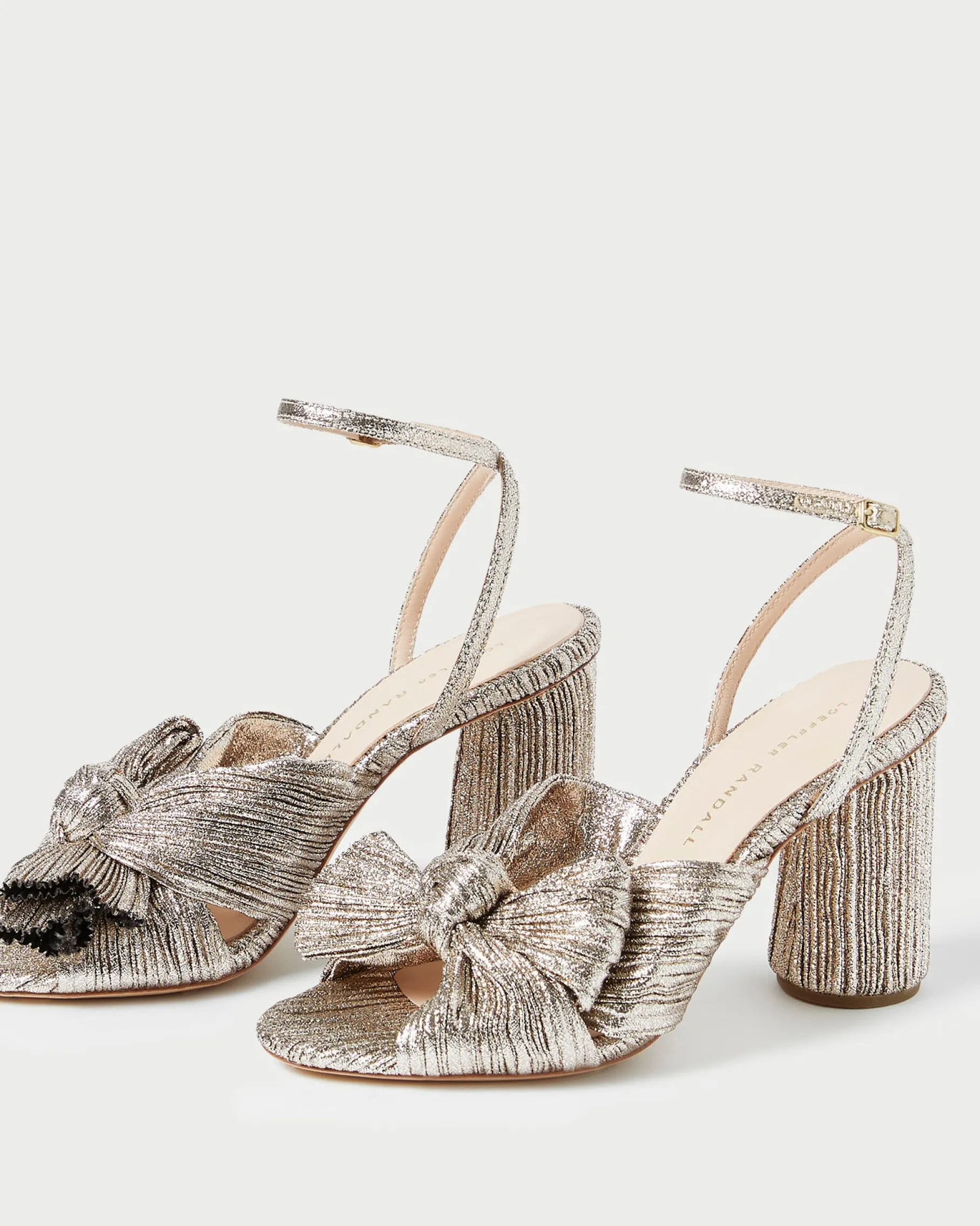 Camellia Black Pleated Bow Heel