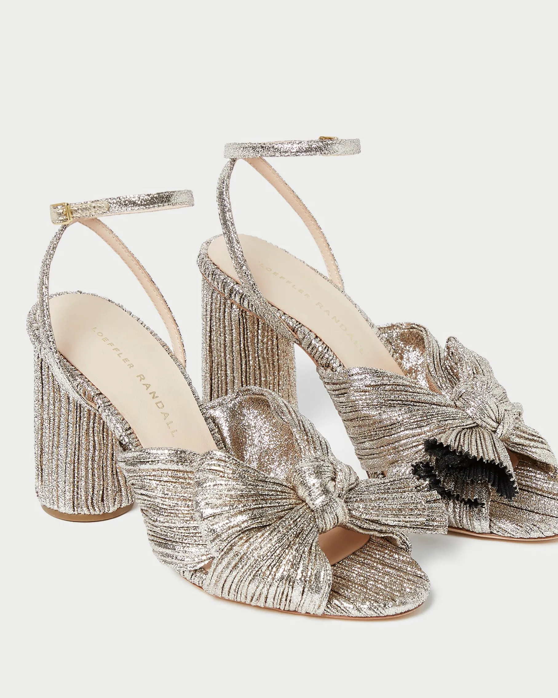 Camellia Black Pleated Bow Heel
