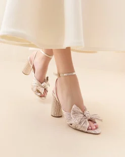 Camellia Black Pleated Bow Heel