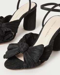 Camellia Black Pleated Bow Heel
