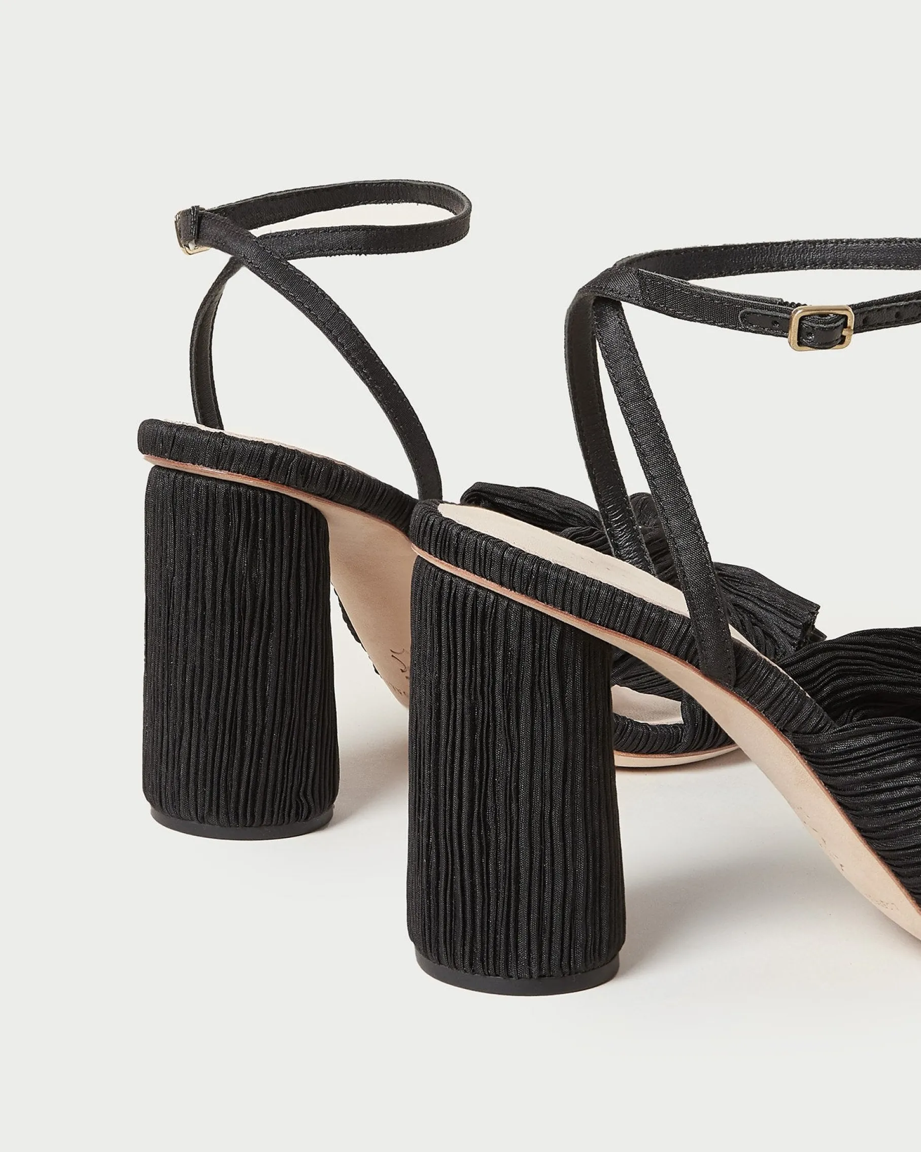 Camellia Black Pleated Bow Heel