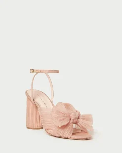 Camellia Black Pleated Bow Heel
