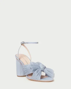Camellia Blue Pleated Bow Heel