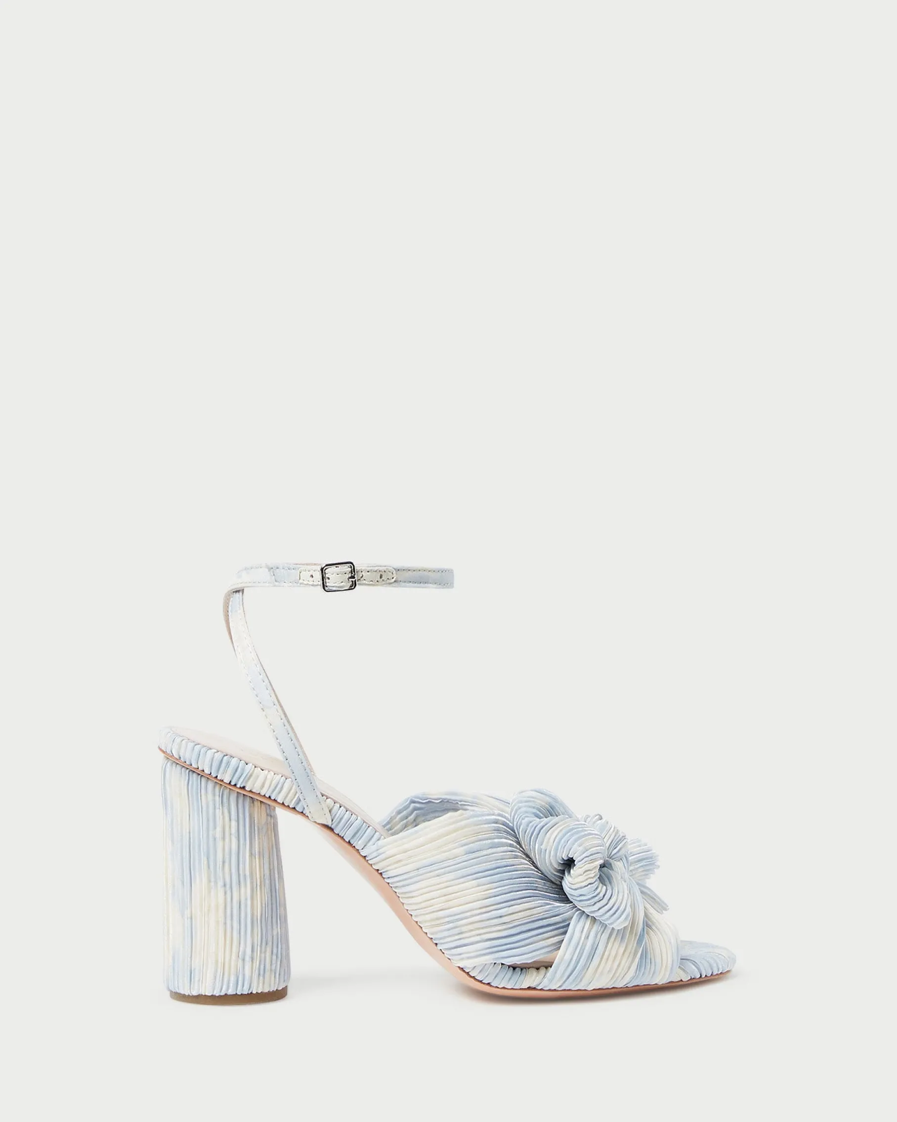 Camellia Blue Pleated Bow Heel