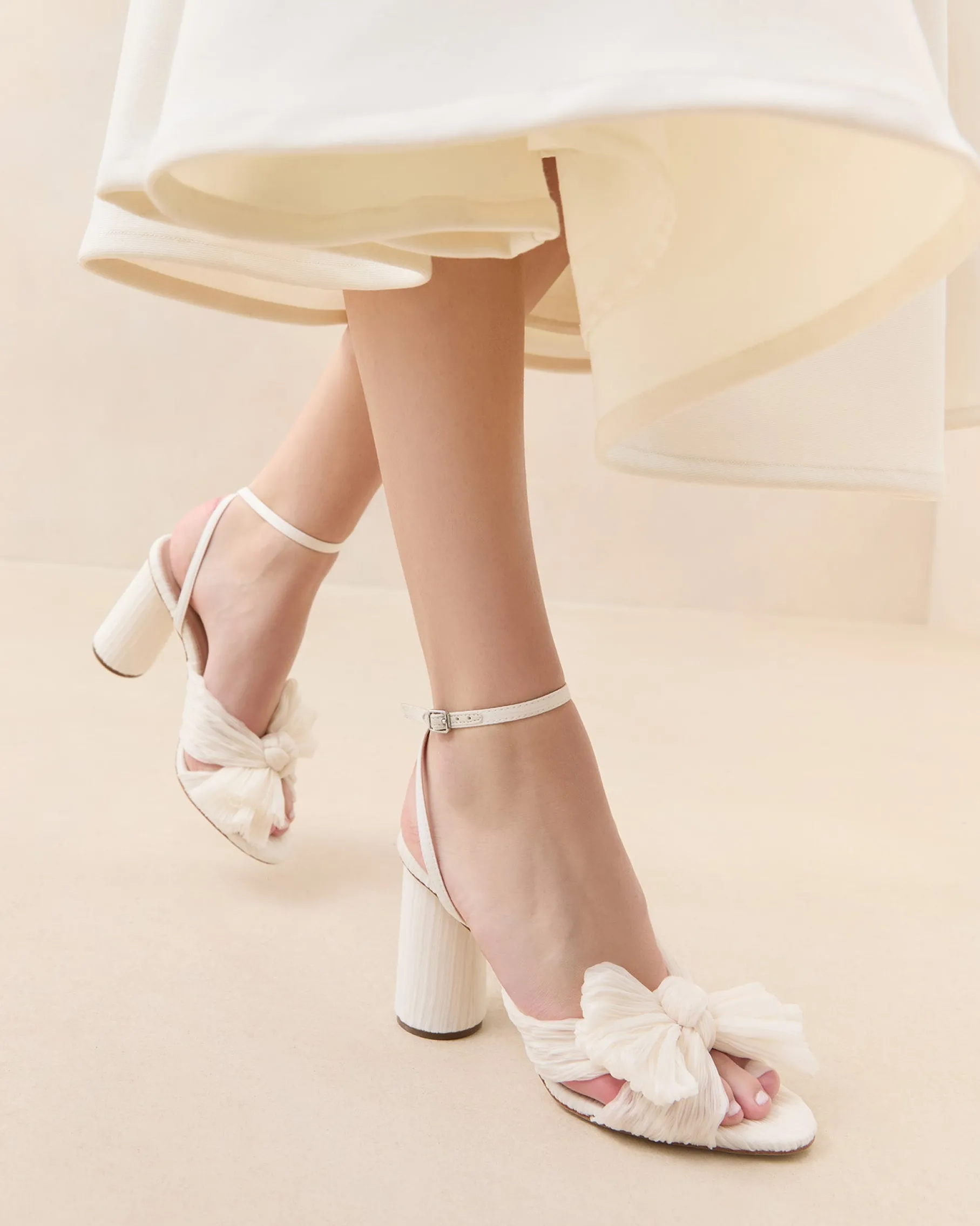 Camellia Blue Pleated Bow Heel