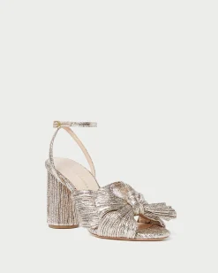 Camellia Champagne Pleated Bow Heel