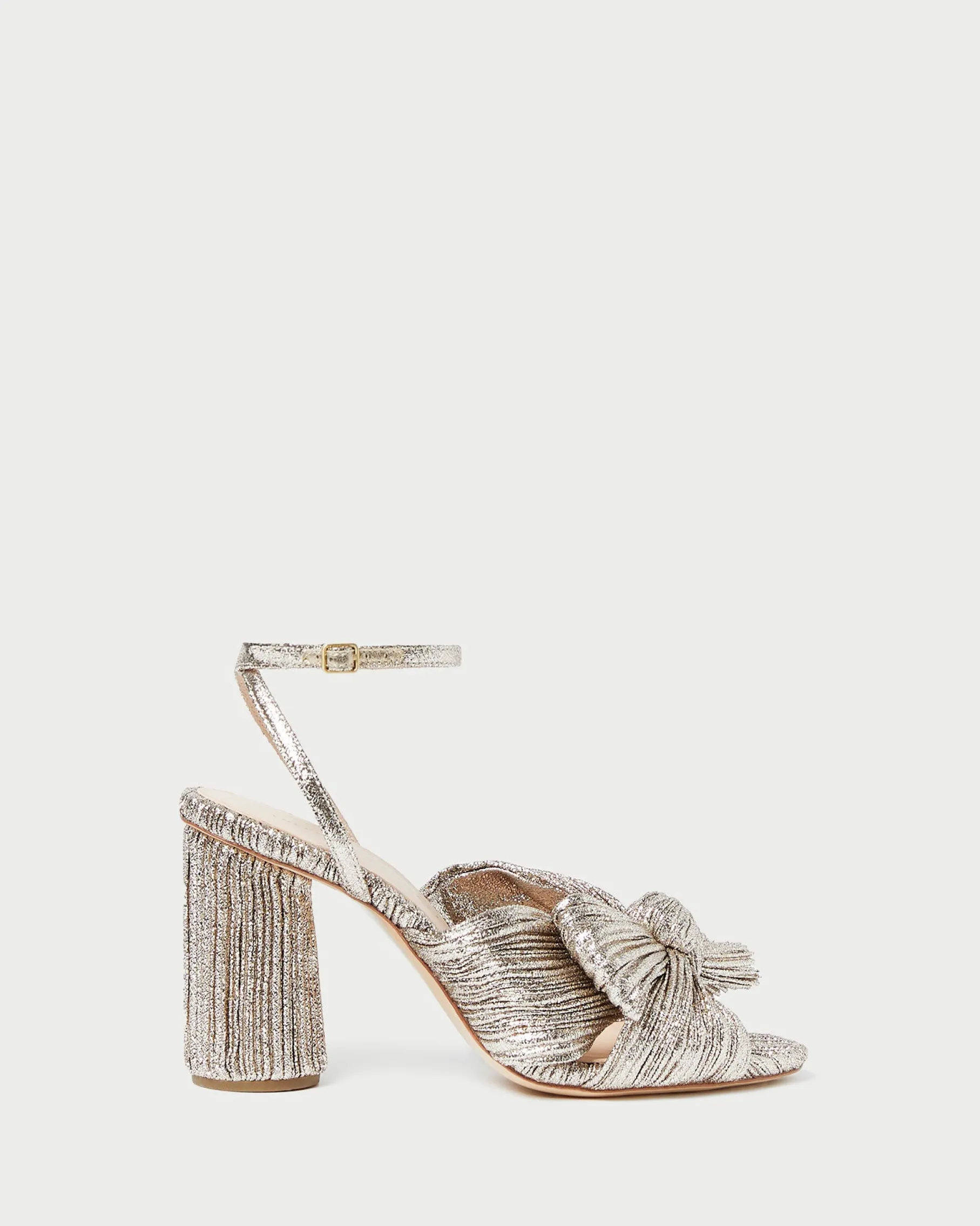 Camellia Champagne Pleated Bow Heel