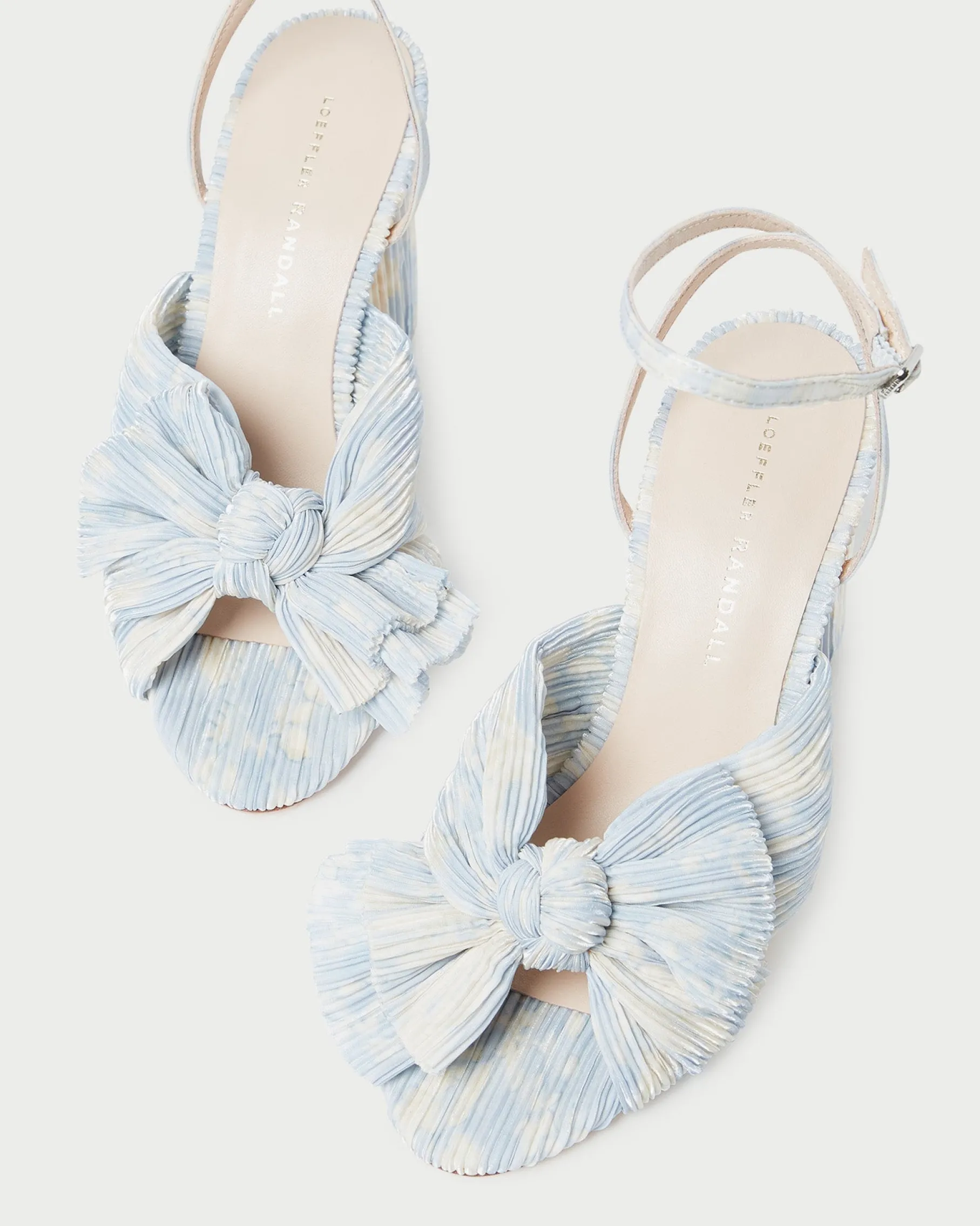 Camellia Champagne Pleated Bow Heel