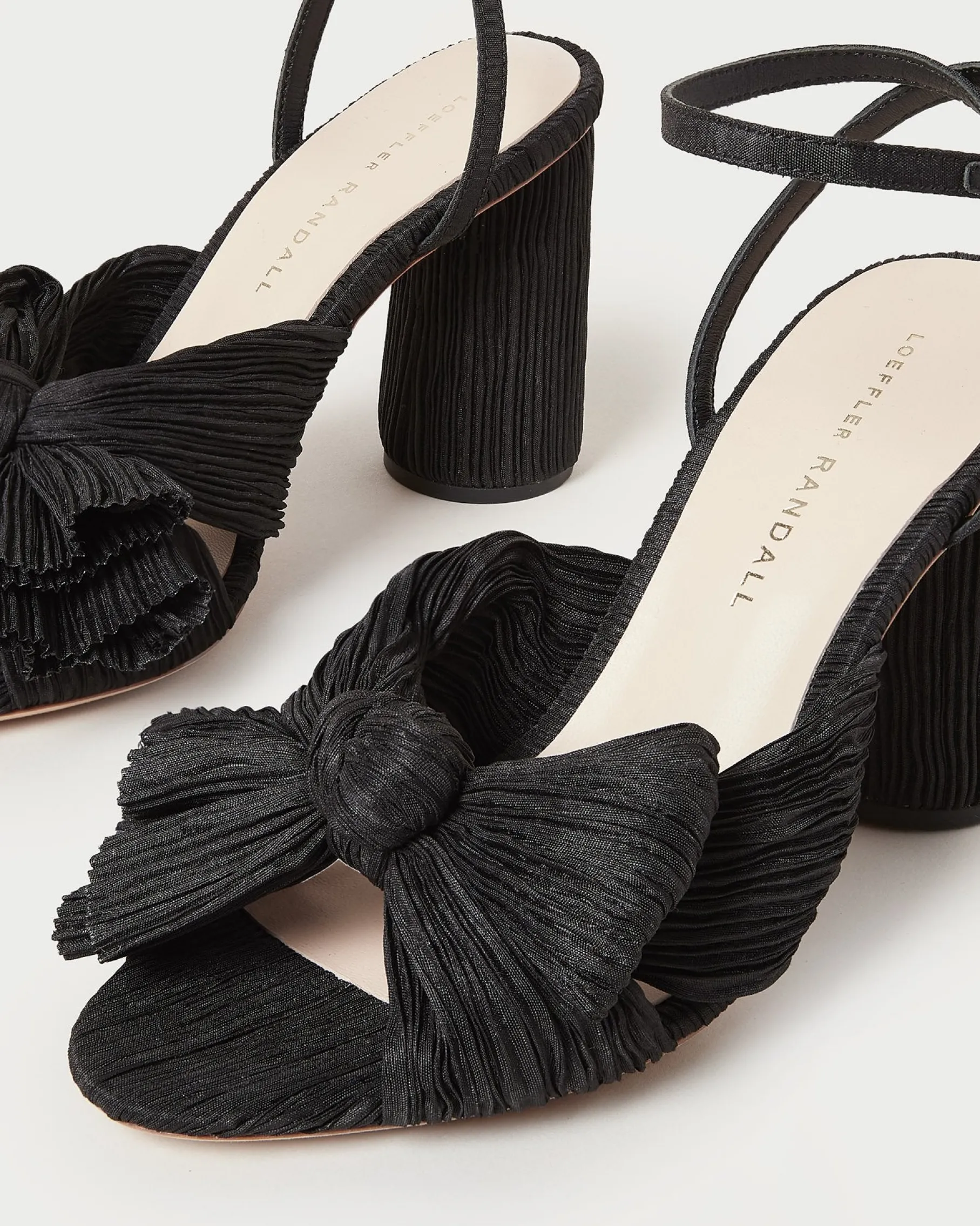Camellia Gold Pleated Bow Heel