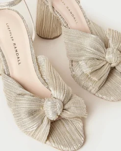 Camellia Platinum Pleated Bow Heel