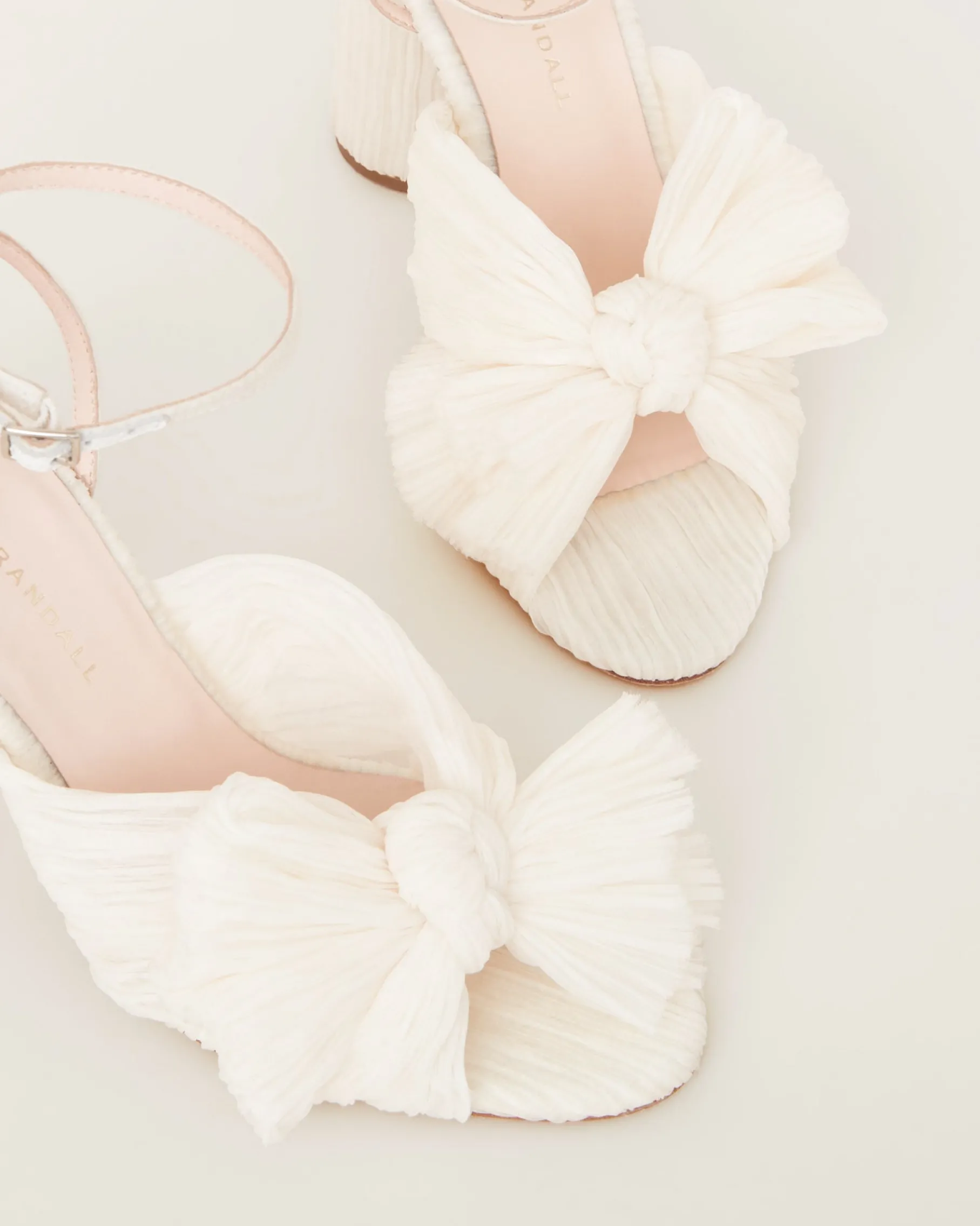 Camellia Platinum Pleated Bow Heel